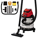 einhell TC-VC 18/20 Li S - Solo Aspirador a Batería, Papelera de Acero, 20 L, 18 V, Rojo, Gris